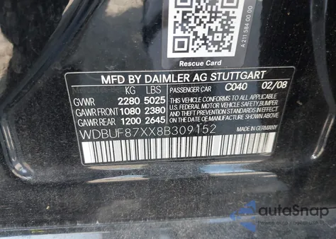 2008 Mercedes-Benz E 350 4Matic from USA, damaged, VIN WDBUF87XX8B309152